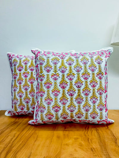 Golden color Block Cushion cover with booti design
