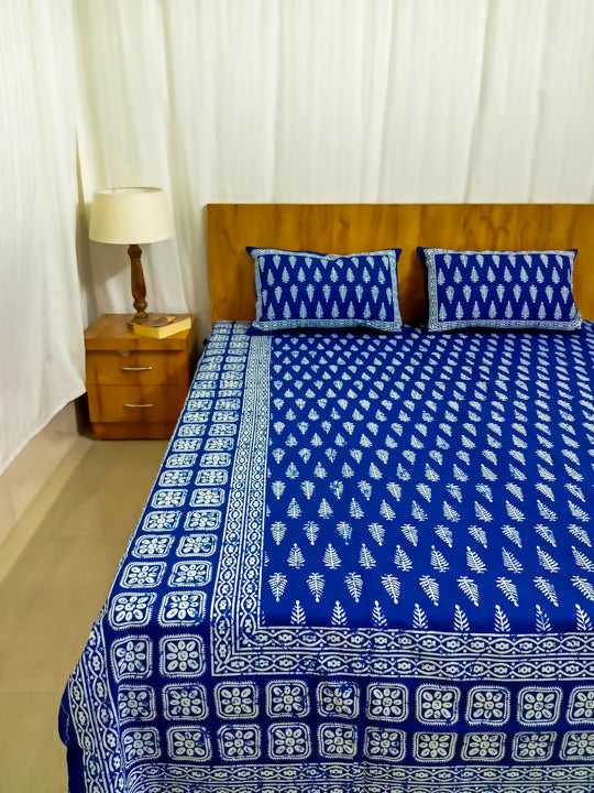 Indigo Patti Design Saanganeri Double Bedsheet
