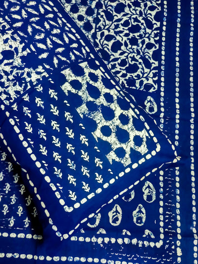 Indigo Patchwork Design Saanganeri Double Bedsheet