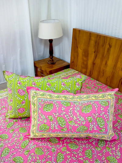 Pink bel design Saanganeri Double bedsheet