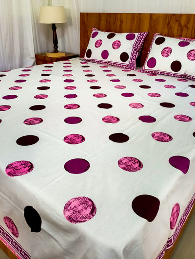 Purple Polka dots Sanganeri Double bedsheet