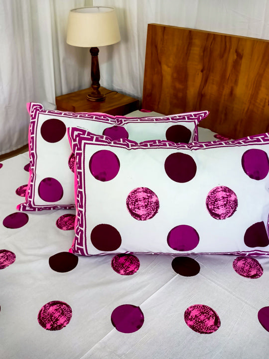 Purple Polka dots Sanganeri Double bedsheet