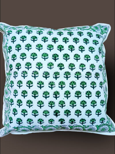 Green hand Block Cushion cover with booti design