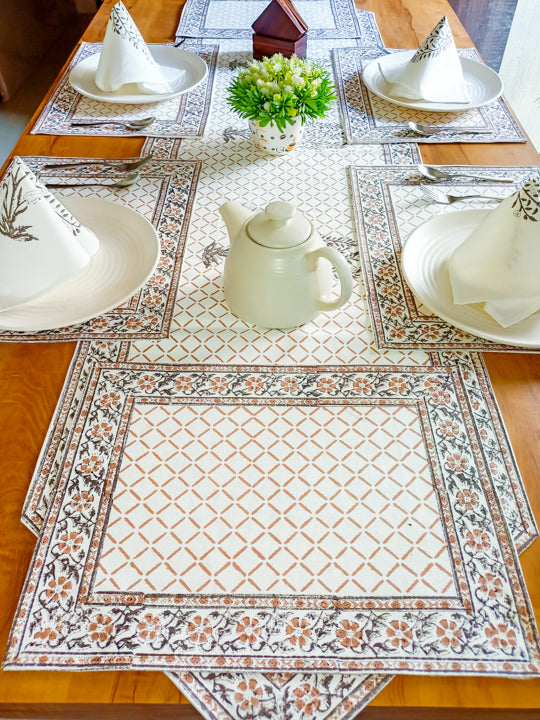 Brown colour Table Mat & Napkin set with Runner