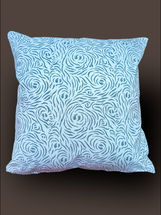 Blue Hand Block Cushion cover with Booti Design