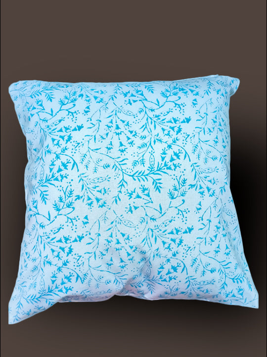 Blue Hand Block Cushion cover with Mugal Boota
