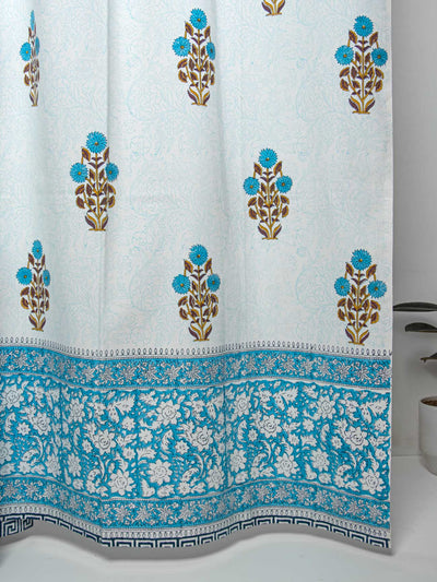 Turquoise Curtain with monogram jaal & Gadh Border