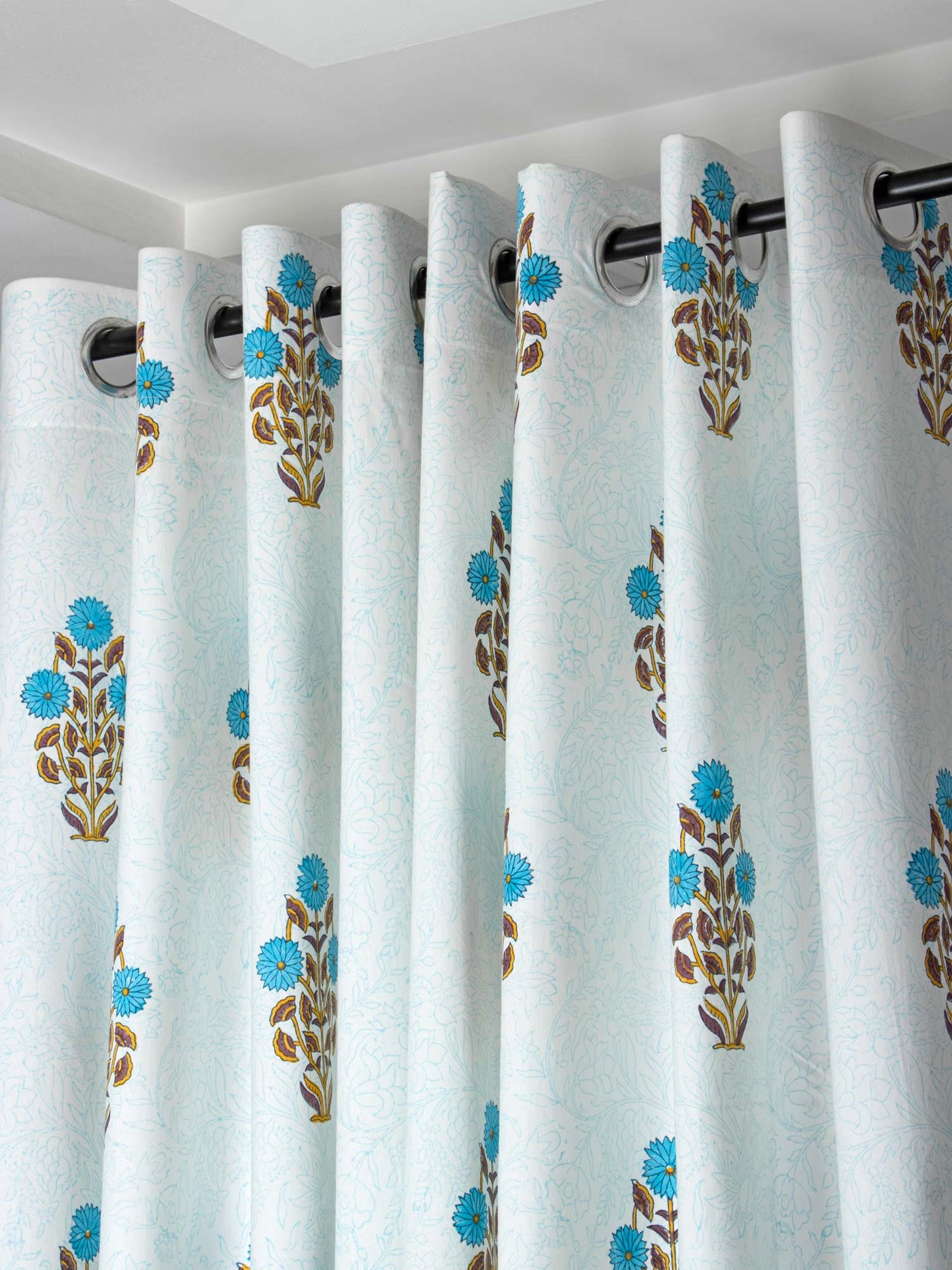 Turquoise Curtain with monogram jaal & Gadh Border