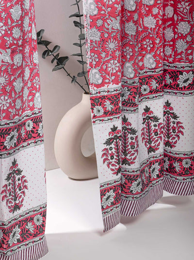 Pink Gadh Block Print Curtain with Boota border