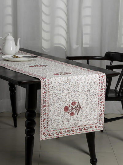 Red floral boota hand block print Table Runner