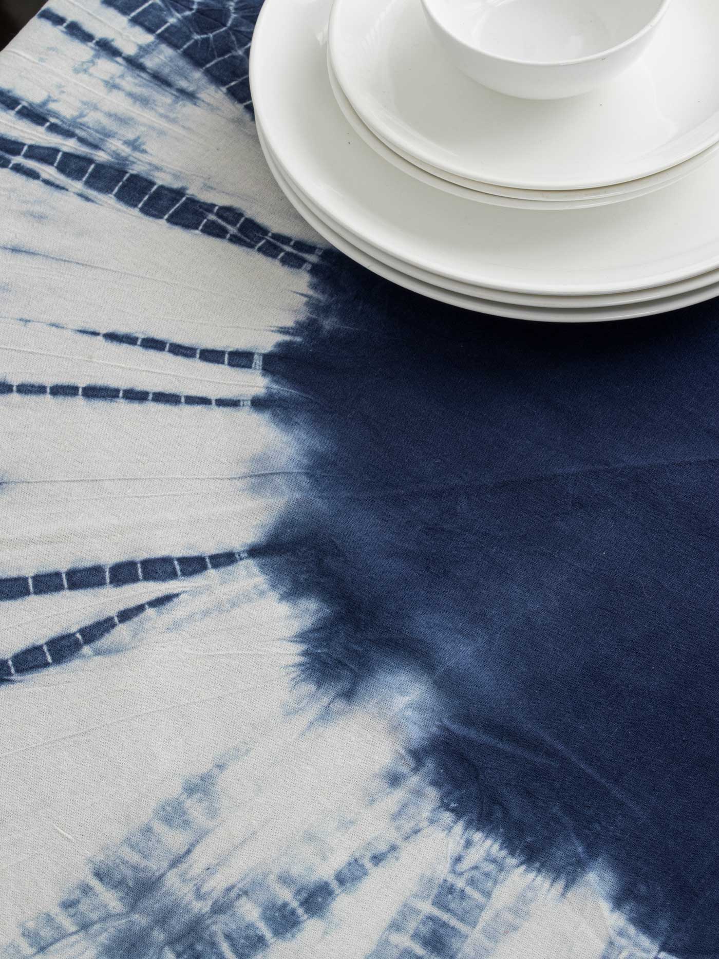 Dark Blue Round Tie & Dye Table Cover