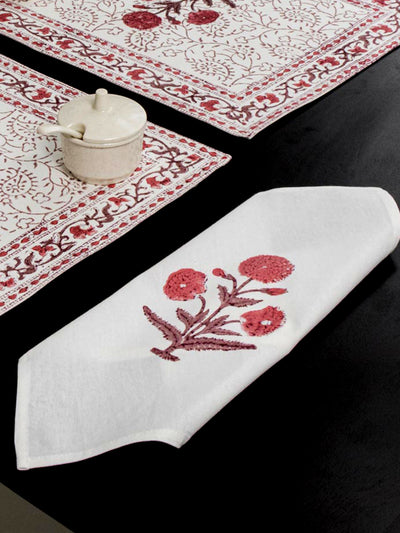 Red floral boota Table Mat & Napkin set